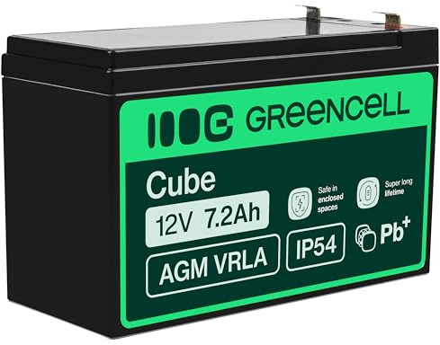 Green Cell AGM 12V 7,2Ah VRLA Batteria al Piombo per Casse e Bilance