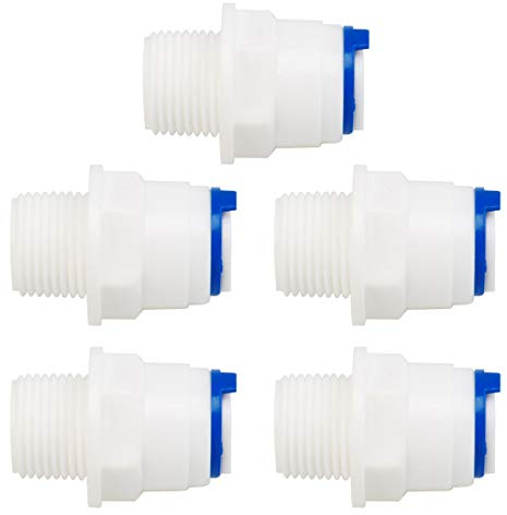 sourcing map Rápida Conexión Agua Purificador Tubo Montajes Empuje Conector Agua Manguera Junta para RO Inverso Ósmosis Sistema 5uds Recto, 3/8 BSP macho -3/8 Tubo OD