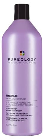 Pureology Hydrate Shampoo - For Dry or Color Treated Hair, Moisturizing Shampoo For Hydration & Softness, With Rose Extract & Green Tea, Vegan & Sulfate-Free, 33.8 Fl Oz