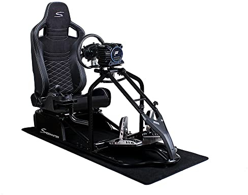 Speedmaster PRO Zero-Flex Racing Simulator Cockpit, SIM Racing Cockpit Rennsimulations-Stuhl mit Lenkrad- & Pedalablage Schwarz (Race Weave Anthrazit)