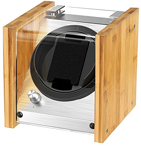 Watch Winder Smith Scatola Carica Orologi 1 per Orologi Automatici Compatibile Spaziosa per Qualsiasi Dimensione, Custodia In Legno di Bambù Brevettato Artigianale, Motore Giapponese Super Silenzioso