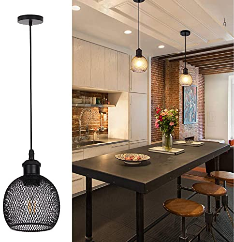 TWSXTE Sospensione vintage, plafoniera industriale retrò, LED illuminazione interna, cucina soggiorno sala da pranzo lampada da camera da letto, decorazione a corda regolabile E27