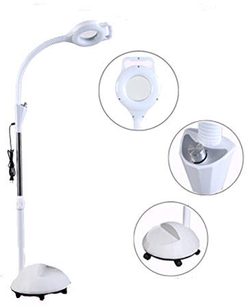 Led tatueringslampa Gratis dimmerlyft 48W Skönhetssalong Skönhetslampa Kallt ljus Förstoringsglas Golvlampa Tatuering Ögonbryn Nagel Skugglös Mjölk Vit Handtag Lampa Tatuering Manikyr Ögonfrans (b)