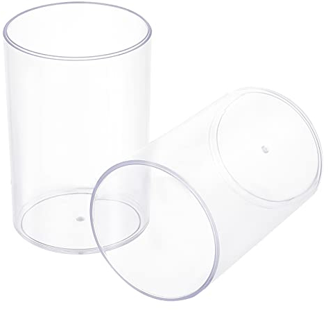 NBEADS 2 Pcs Acrylic Pen Holders, Cloumn Shape Clear Pencil Holder Make Up Brush Holder Pen Pot Organizers Pencil Storage Basket for Home, Office, Desk, Stationery Storage, 6.7x10.4cm