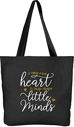 Ugiftcorner Lehrer-Tasche für Lehrer, Wertschätzung, Geschenk, Lehrer, Leinen, Tasche und Tragetasche mit Tasche, Baumwolle, Lehrer-Tragetasche, Glitzer, Schwarz