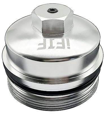 iFJF EC781 Oil Filter Cap Billet Aluminum Anodized Replacement for FL2016 2003-2007 6.0L 2008-2010 6.4L Powerstroke F250 F350 F450 F550 Super Duty 2003-2005 Excursion 1840754C91 3C3Z-6766-CA