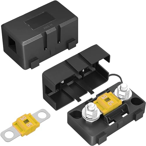 Greluma 2 Stk AMI/Midi Sicherungshalter und 2 Stück 60 A Midi Hochstrom Sicherung, Schraubsicherung für Autos, LKWs, Fahrzeuge (60 Ampere)