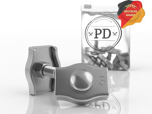 PD® Simplex Drahtseilklemme 2mm Edelstahl A4 | Rostfreie Seilklemmen 2mm | Hochwertige Stahlseil Klemme für 2mm Seil | Drahtseil Klemmen Litzenverbinder | Wire Clamp Simplex Klemme | 5 Stück