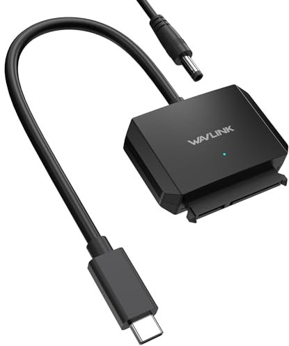WAVLINK Cavo Adattatore da USB C a SATA III per Disco Rigido, Convertitore da SATA a USB C 5Gbps, Connettore per Disco Rigido Esterno per HDD/SSD da 2,5“/3,5”, Adattatore di Alimentazione Incluso