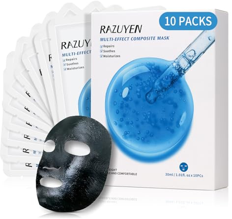 RAZUYEN Maschera Viso Riparatrice 10 con Acido Ialuronico e Pantenolo