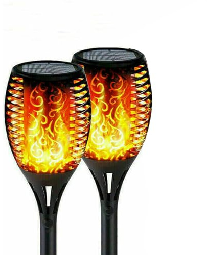 Ridgeyard Lampade Solari per Esterni da Giardino, Torce Solari per Esterni Scintillanti con 96 LED, Illuminazione da Giardino Solare, Lampada Solare IP65 Impermeabile, Lampade da Giardino Solari per