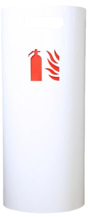 Häger - Feuerlöscherabdeckung Design für 6L/6KG Feuerlöscher - Als Wandhalterung, Schutzhülle, Ummantelung - Sichtschutz & Aufbewahrung für Feuerlöscher,Farbe Weiß RAL 9010,Für Praxis, Büro, Immobilie