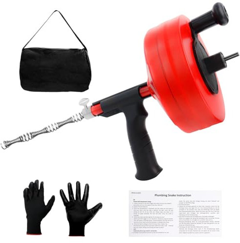 Spirale de Nettoyage de Tuyaux (15M), Tuyau de Vidange en Spirale avec Adaptateur de Foret, Extracteur de Sabot Sanitaire, Utilisation Manuelle ou Électrique Convient aux Siphons de Cuisine