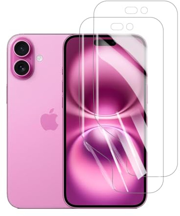 HYVICYROT Hydrogel Skärmskydd för iPhone 16 Plus, 2 stycken HD Genomskinliga Mjuka TPU Skärmskydd [Inte Härdat Glas] [HD Genomskinligt] [Hög Känslighet]