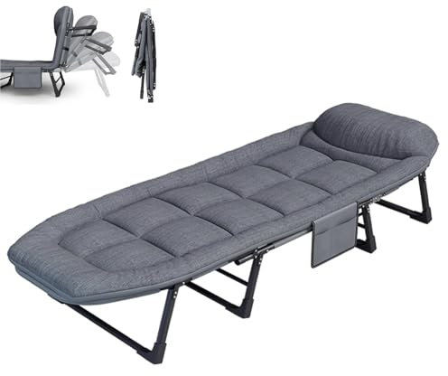 Generico Lettino da Campeggio Pieghevole con Materasso per Adulti, Letto Portatile per Tende all'aperto, Pesca, Picnic, Viaggio, Ospedale, Letto per Ospiti, 6 Posizioni, Letto da Campeggio Regolabile