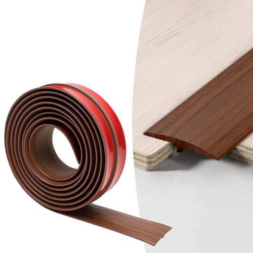 MeYuxg Profilo di Transizione, Profilo a T Autoadesivo, 3 M Profilo a t per Pavimento, per Il Collegamento di Spazi Vuoti e Piastrelle in Laminato Listello di Transizione (Legno Marrone, 5 CM x 3M)
