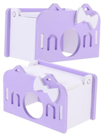 CIYODO Cachette pour Hamster en PVC Lavande, Maison Isolée Silencieuse pour Petits Animaux, Lot de 2 Pièces pour Repos et Protection