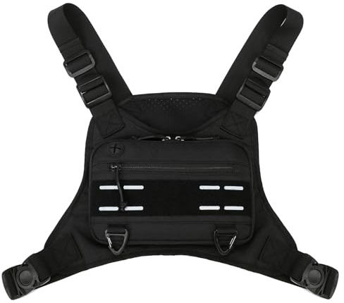 HUNTVP Chaleco Táctico Militar Al Aire Libre Chest Rig Molle EDC Ajustable para Caza Airsoft Paintball CS Excursión Senderismo
