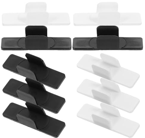 OATIPHO 10pcs Whiteboard Pen Holder Clips, Plastic Adhesive Pen Buckles for School and Office, U-shaped Pencil Clips with Sponge Base, Black and White Set for Desk Organization