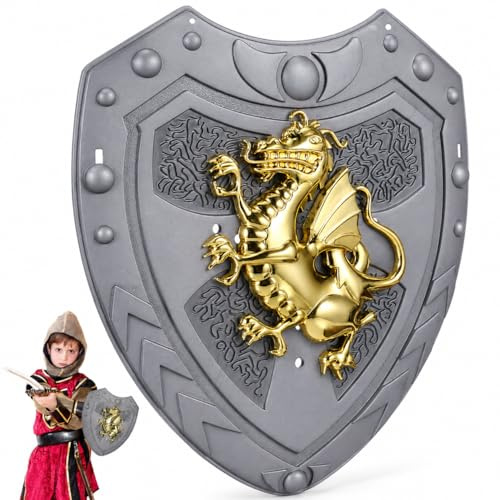 VICASKY Sheild Hylian Shield Sword And Medieval Metal Shields For Kids Knight Toys Sparrow Accessories Toy Costume Boys Knights Cosplay Performance Child Prom Abs