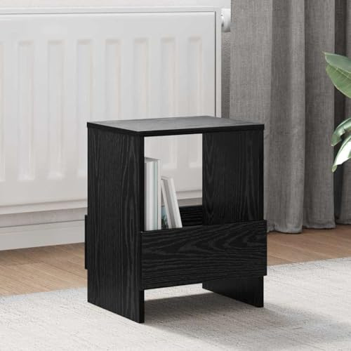 Ziaphsol Lot de 2 étagères à revues aspect chêne noir 35 x 30 x 45 cm Support de magazines en bois pour salon, bureau, salle d'attente