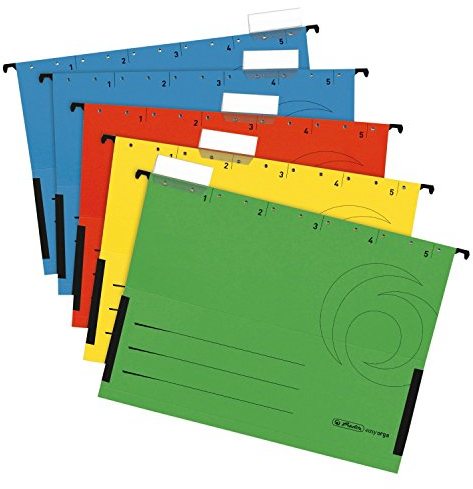 Herlitz 5874755 Hängetasche, seitlich geschlossen, Organisationsdruck, farbig sortiert (25 Stück)