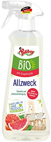 Poliboy, detergente multiuso biologico, detergente universale per tutte le superfici e i tipi di legno, vegano, flacone spray, 500 ml, prodotto in Germania