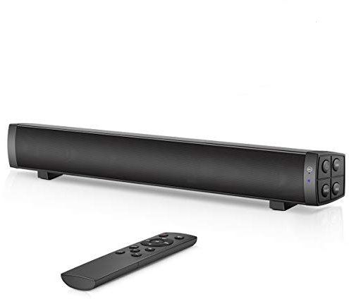 PC Soundbar, Wired and Wireless Computer Speaker Home Theater Stereo Sound Bar for PC, Desktop, Laptop, Tablet, Smartphone [RCA, AUX], Black