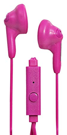 MAGNAVOX MHP4820M-PK Gummy Earbuds with Microphone in Pink | Available in Pink, Purple, White, Black, & Blue | Earbuds Gummy | Extra Value Comfort Stereo Earbuds | Durable Rubberized Cable |