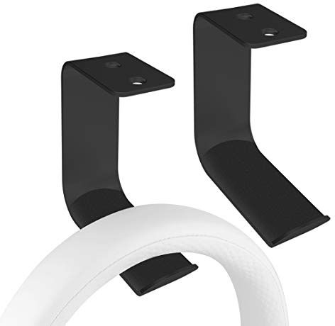 GEEKRIA Supporto da Parete per Cuffie in Alluminio per Cuffie Over-Ear, Supporto per Display da Tavolo, Compatibile con Bose, Sony, Beyerdynamic, AKG, ATH, Sennheiser, JBL (2 Pezzi C Nero)