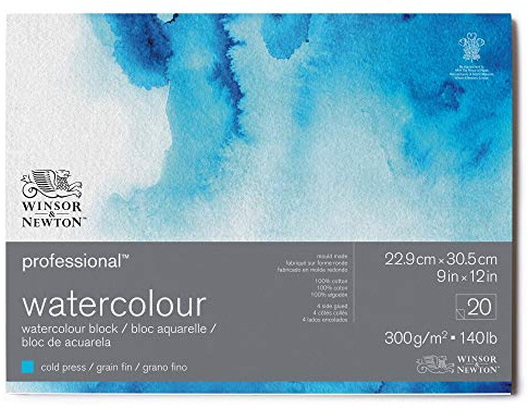 Winsor & Newton Professional Watercolor Paper Block, 9 x 12, Cold Pressed