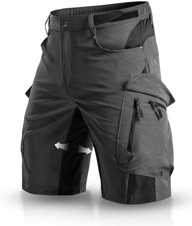 Wespornow Pantalones Cortos 3/4 para Hombre, Bermudas, Cargo al Aire Libre, Impermeables, Pantalones de Senderismo, elásticos, Trekking, Pantalones Deportivos (Gris Oscuro,L)