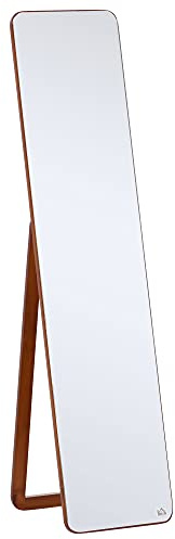 HOMCOM Espejo de Pie Cuerpo Entero con 2 Formas de Uso 37x43x156 cm Nogal