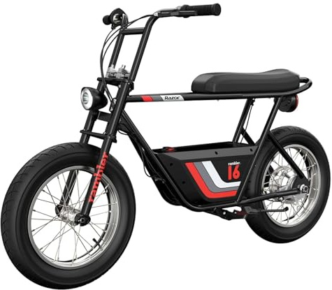Razor Electric Bike for Ages 18+, 220 lb Max Weight, Black, w/ 350W Motor, 16” Tires & 36V Battery, Up to 15.5 MPH, Rambler 16 – Rechargeable Ride On Minibike for Teens and Adults