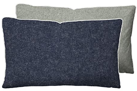 biberna Melange-Flanell Kissenbezug 40x60 cm, 100% Baumwolle, Biber, Flanell wärmend, weich & kuschelig, Reißverschluss, mit Paspel, Winter & Herbst, Uni, blau, Modell 0840500