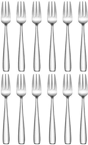 Tczecoo Kuchengabeln 12 Stück,Kleine Gabeln Edelstahl,Dessertgabeln Kuchengabel,Teegabeln,Kleine Salatgabeln Vorspeisegabel für Zuhause,Party,Restaurant,Spülmaschinenfest,Spiegelpoliert,13.7 cm Silber