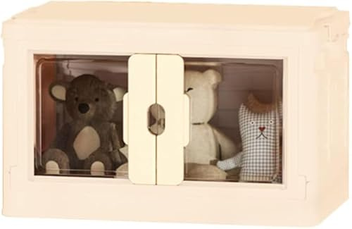 Scatola di Immagazzinaggio Pieghevole, Cestino in Plastica su Ruote, Cubo Impilabile con Ante, Organizer per la Casa con Ante e Coperchio per Camera da Letto, Bagno, Cucina, Ufficio, Soggiorno