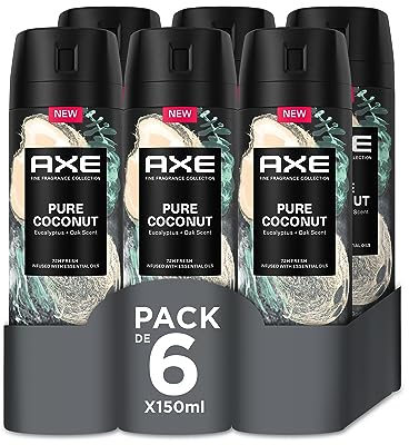 Axe Sparpack Deospray für Herren Pure Coconut Premium Duft, 6 x 150 ml
