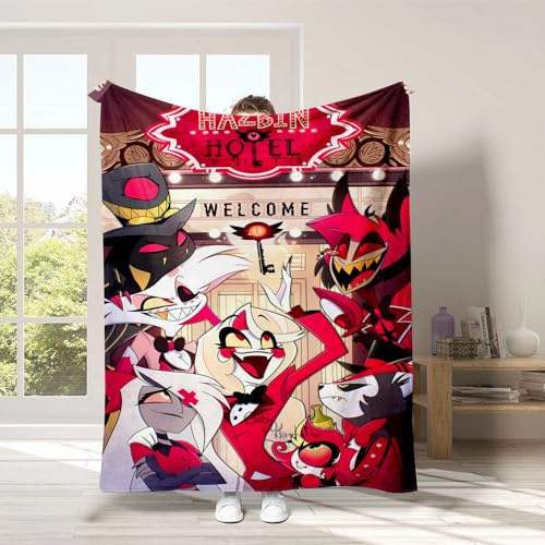 Zhongkaihua Hazbin - Manta Temática de Hotel Charlie Morningstar, Estampado de Anime Vaggie, Franela Suave y Esponjosa, Ropa de Cama de Descanso, Viaje, Regalo Cálido