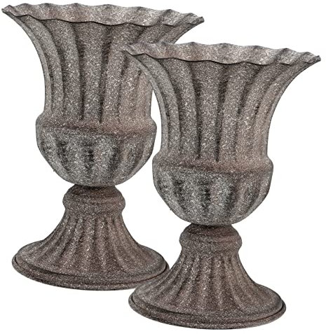 Alipis 2pièces Vase Funéraire Décoratif Fer Gris Vintage Pot De Fleurs Extérieur pour Cimetières Et Mémoriaux Support Stable pour Fleurs Naturelles Et Artificielles