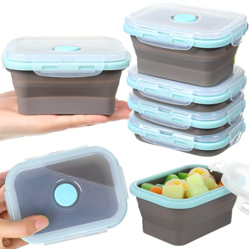 Potchen 4 Pcs Collapsible Silicone Bowls 12 oz Containers, Gray