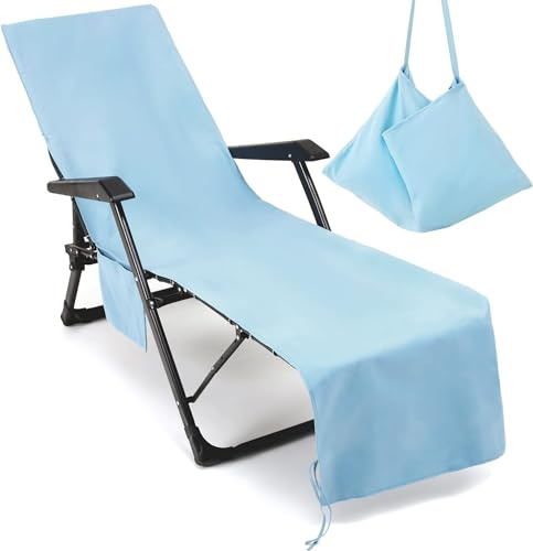 Fundas Tumbona con Bolsillo, Toalla de Playa de Secado Rápido para Silla de Playa/Colchoneta Tumbona Jardin, Funda Protectora para Cojines Tumbonas, Microfibra Cubierta para Silla de Piscina(L2-1)