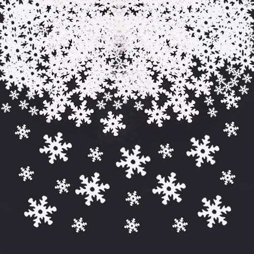ParPix 1500 Stück Schneeflocken Deko Konfetti, Glitzer Weihnachts Tischdeko, Klein Streudeko Weihnachten Winterdeko, Schneeflocke Weihnachten Deko für Hochzeit, Geburtstag, Neujahr (Matt Weiß)