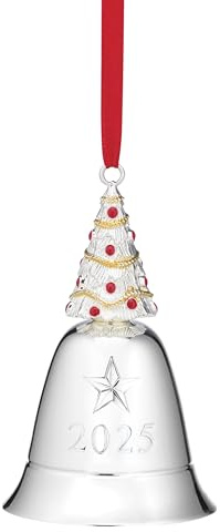 Lenox 897116 2025 Musical Bell Silverplate Ornament, We Wish You a Merry Christmas, Christmas, Holiday Decorations
