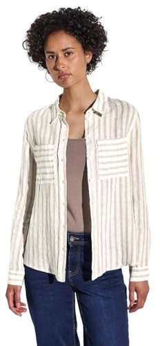 STREET ONE Damen A345406 Gestreifte Hemdbluse, Dark Moonstone Sand, 40