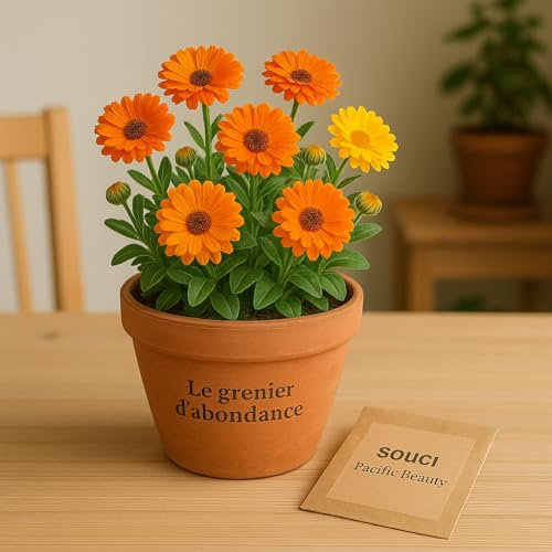 100 graines à semer - Le Grenier d'Abondance - SOUCI Pacific Beauty - Calendula officinalis 'Pacific Beauty'