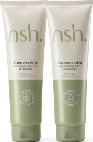 nsh. Crema Antifrizz Triple Acción Estética, Nutrición y Protección. Tratamiento Regenerador e Hidratante del Cabello, Acondicionador Pelo Sin Aclarado, Antiencrespamiento. Leave in 300 ml (Pack de 2)
