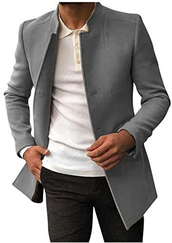 Chaquetas para hombre e invierno, casual, a la moda, con forro de lana, longitud media, gabardina, abrigo