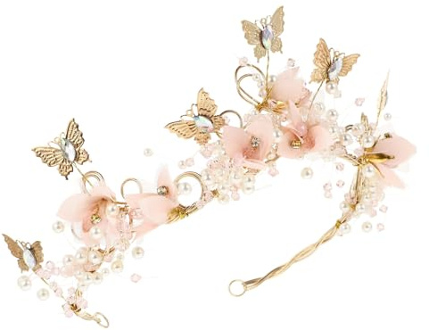 Couronne Tête Garçon et Filles Rose en Alliage, Tiare de Fleur Élégante