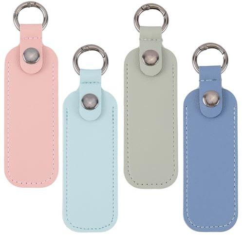 CALFOVERA Étui de Rangement pour Clé USB en Cuir PU (4 pièce) 4 Couleurs Étui de Voyage Sécurisé avec Anneau Porte Clés Petit Organiseur Portable pour Clés USB Convient aux Hommes
